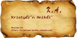 Kristyán Anikó névjegykártya